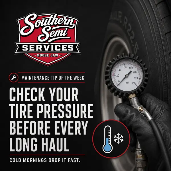 Southern Semi Maintenance Tip post — Check your tire pressure before every long haul